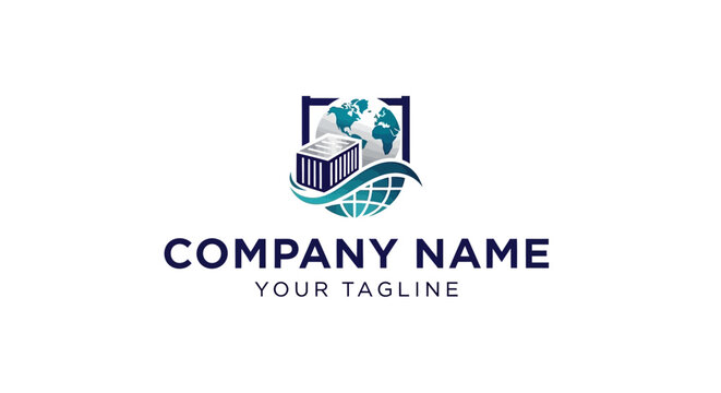 Modern shipping and logistics company logo design with global theme.