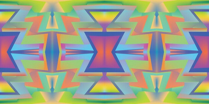 Abstract Retro Soft Gradient Symmetrical Aztec Pattern