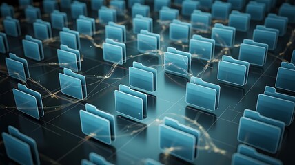 Obraz premium Digital File Management and Data Organization with Connected Folders