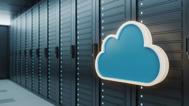 Cloud Computing Infrastructure with Data Center Servers and Cloud Storage Icon
