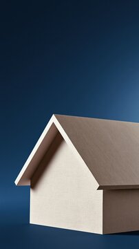 Minimalist Cardboard House Model Against a Deep Blue Gradient Background, symbolizing homeownership and real estate concepts.