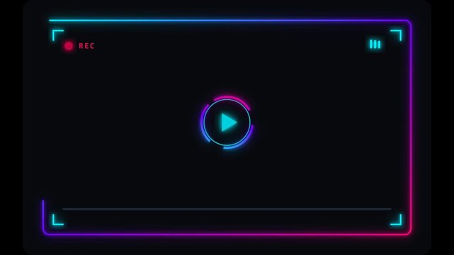 Neon recording interface with play button vector