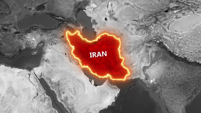Glowing Iran Map Highlighted with Text and Flag on World Map Motion Graphic Animation