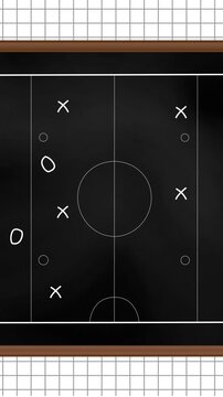 Animation of sports game strategy on white squared paper background