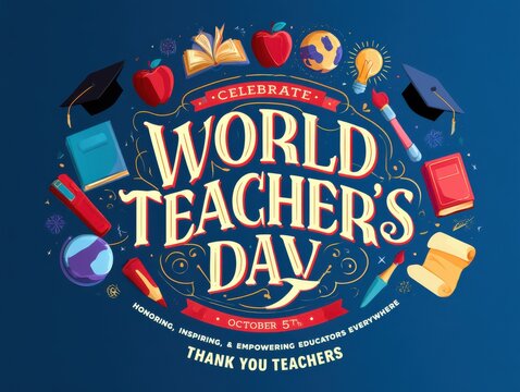 Colorful world teacher's day celebration illustration