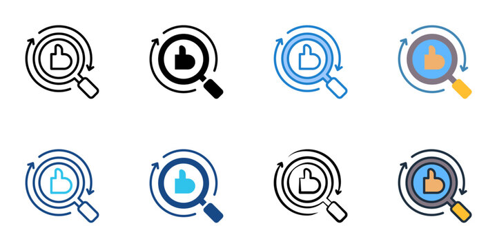 Media monitoring icons set multiple style collection. Editable stroke 