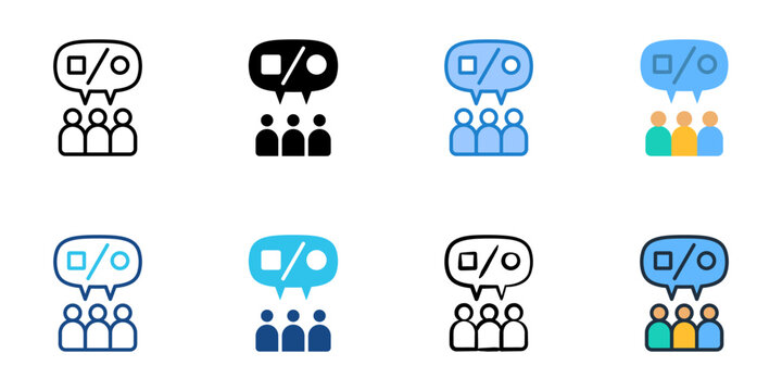 Public perception icons set multiple style collection. Editable stroke 