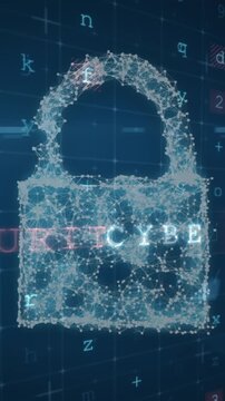 Animation of cyber attack warning over online security padlock