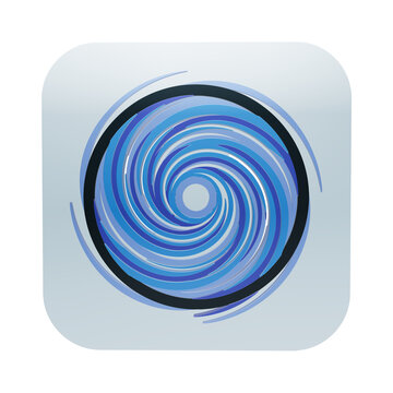 Swirling blue vortex with spiral pattern, abstract energy or portal technology isolated on a transparent background