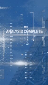 Animation of glitch over screens with diverse data and analysis background