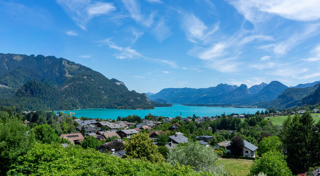 View of Lake Mondsee in the Salzkammergut Mountains, Austria