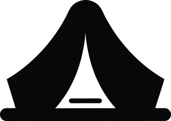 Camping tent outdoor shelter glyph vector © hymrbairagee