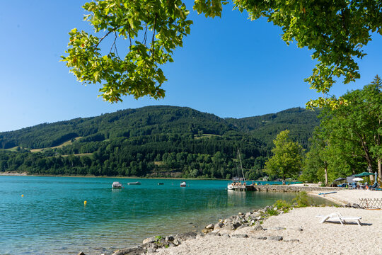 Scenic Shore of Lake Mondsee in the Salzkammergut, Austria