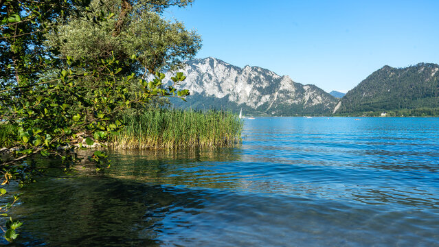 View of Attersee lake in the Salzkammergut, Austrian Alps
