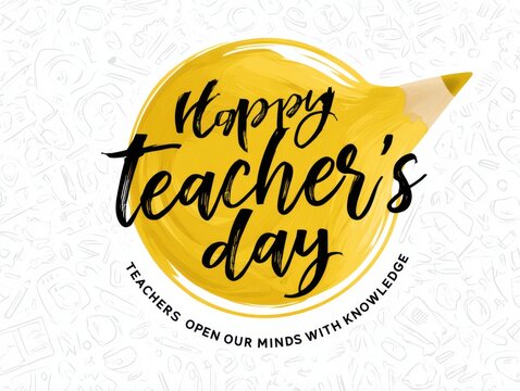 Happy teacher's day celebration with yellow speech bubble design