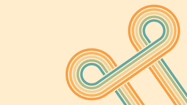 Abstract background of rainbow groovy Wavy Line design in 1970s Hippie Retro style. Vector pattern ready to use for cloth, textile, wrap and other.