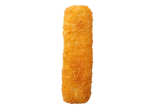 Top down view battered fish stick isolated on a transparent or white background