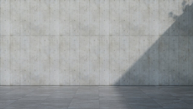 Close up of Vertical Concrete Panel Wall texture in Golden Hour Light with Overhanging Shadow. City Life Concept with copy-space.
