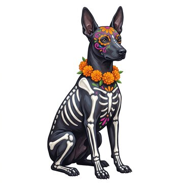 Day of the Dead xoloitzcuintli skeleton dog cutout