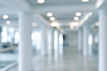 Naklejka premium The Empty Corridor in a Modern Bright Interior Minimalist Office Atrium