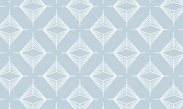 Powder Blue Concentric Diamond Geometric Seamless Vector Pattern &mdash; Minimal Line Art Repeat
