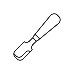 Fototapeta premium Minimalist line art icon of an edge beveler tool used for paring and rounding leather edges.