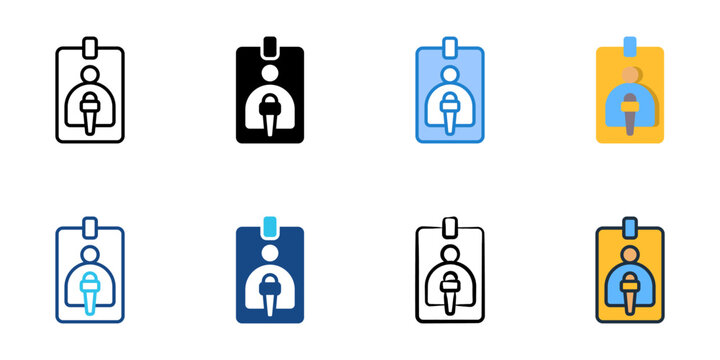 Press badge icons set multiple style collection. Editable stroke 