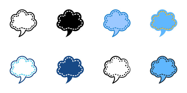 Speech bubble icons set multiple style collection. Editable stroke 