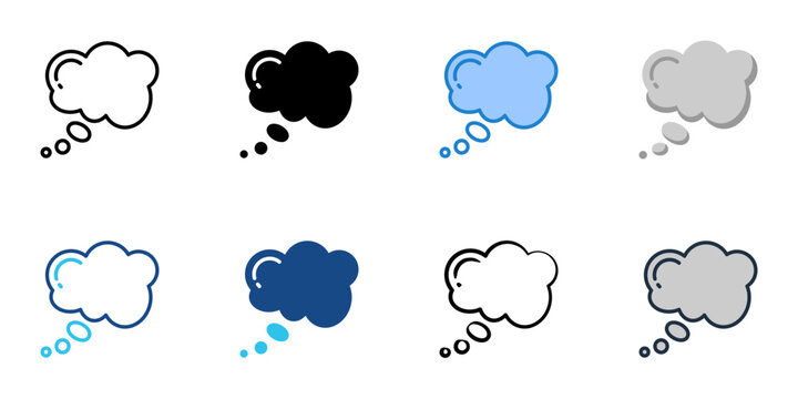 Thought bubble icons set multiple style collection. Editable stroke 