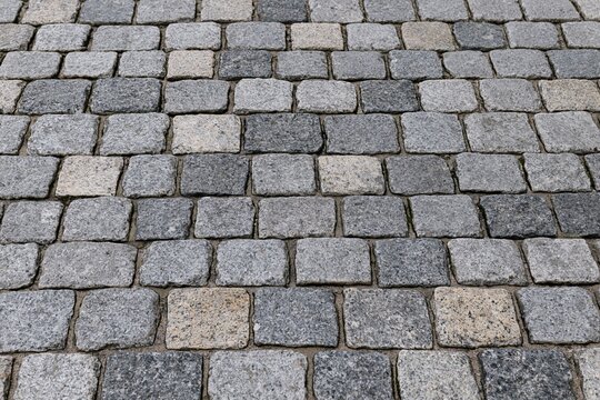 The Cobblestones on a Grey Urban Pavement Textured Stone Pattern