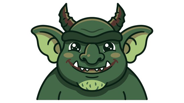 Green ogre character head with horns.