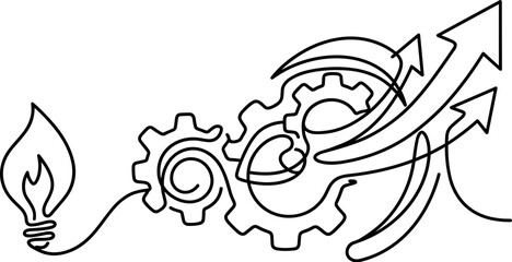 Obraz premium Idea generation innovation and growth concept with lightbulb gears and arrows