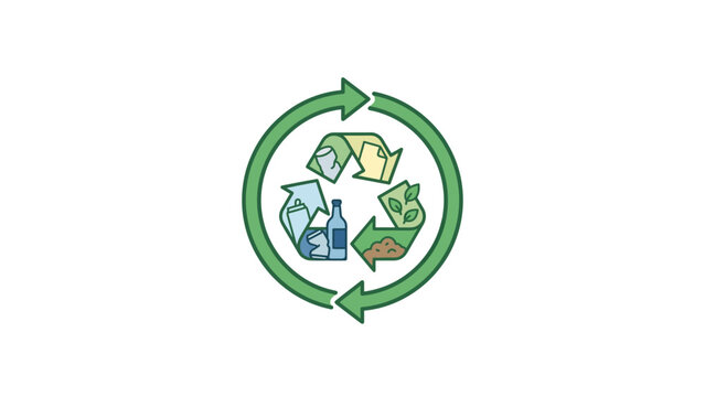 Recycling Symbol With Various Materials Inside