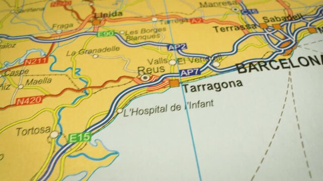 coastal road network to barcelona, spain