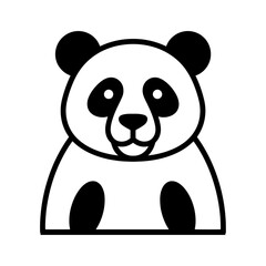 Cute panda bear face vector icon graphic illustration with vector animal outline graphic black and white animal silhouette © bonna7173