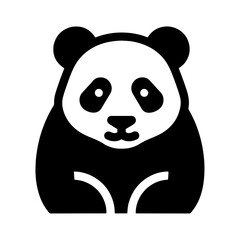 Giant panda bear sitting vector icon graphic illustration with vector animal outline graphic black and white animal silhouette © bonna7173