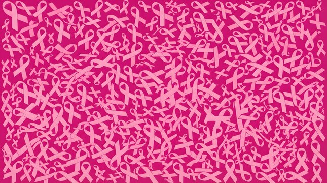 A vibrant background pattern featuring many small pink ribbon symbols designed for the annual breast cancer awareness month pink ribbon campaign to support women worldwide