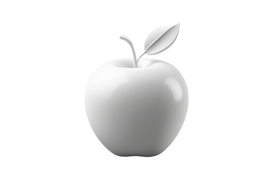 Stylized White Apple With Leaf