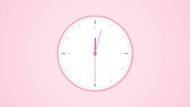 Minimalist pink wall clock render featuring a clean white face and simple dial design ideal for motion graphics projects and time management concepts