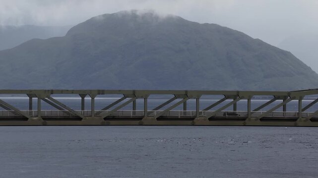 Ballachulish bridge over loch leven on a gloomy day in scotland