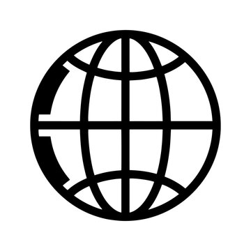 Black outline globe icon with abstract continents on a white background world map continent shapes geography sign planet spher