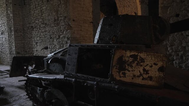 World War II Italian Fiat Ansaldo Carro Armato light tank corridors Gjirokast&euml;r Castle in Albania