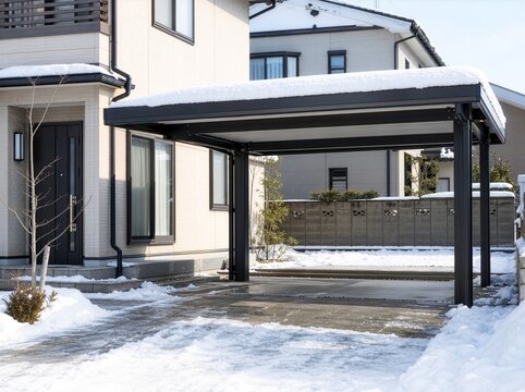 積雪を確認するカーポート屋根