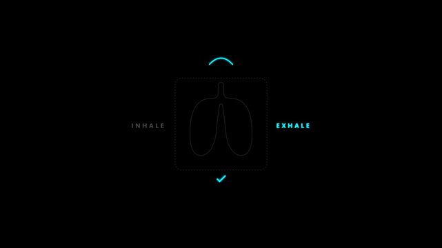Guided breathing exercise animation with inhale and exhale lung visualization for mindfulness and meditation apps
