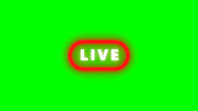 Live streaming broadcast icon animation with glowing red border on green screen for easy chroma key compositing