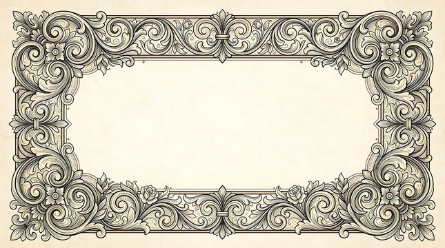 Ornate Vintage Engraved Floral Border for Certificate or Invitation