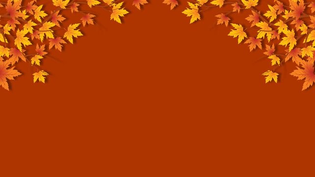 Autumn Leaves Frame on Reddish Brown Background for Fall Equinox.