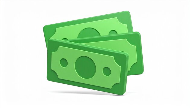 Stack of Green Banknotes 3D Icon with Cream Money Band