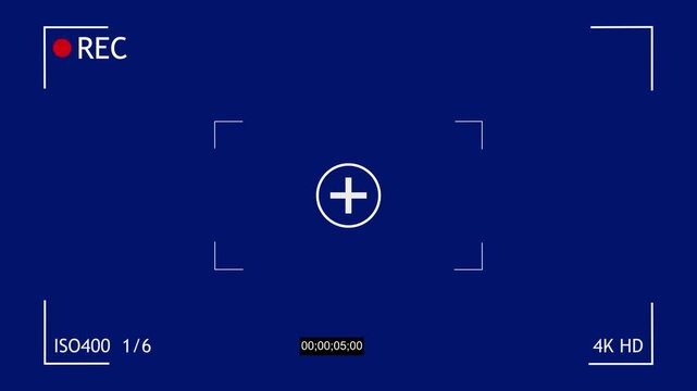 Digital camera viewfinder overlay with recording indicator and focus reticle