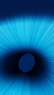 Blue abstract light pattern with radiating lines to dark center